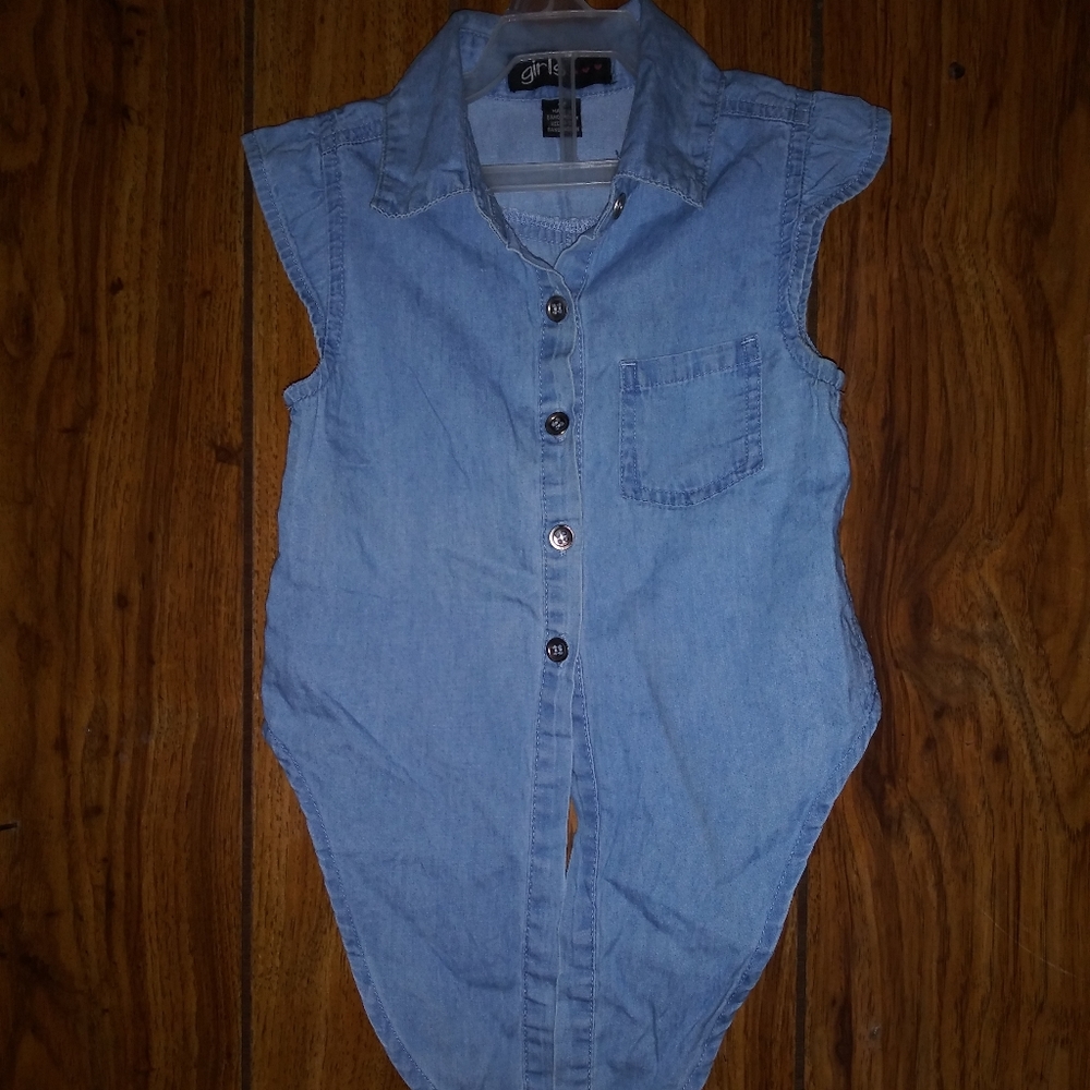 Girls Denim tie in the front top